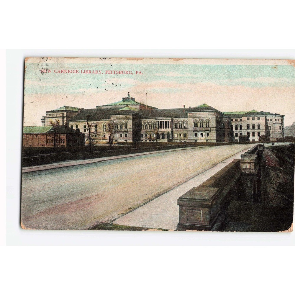 Vintage 1907 New Carnegie Library Pittsburg PA Postcard Kresge & Wilson VG-